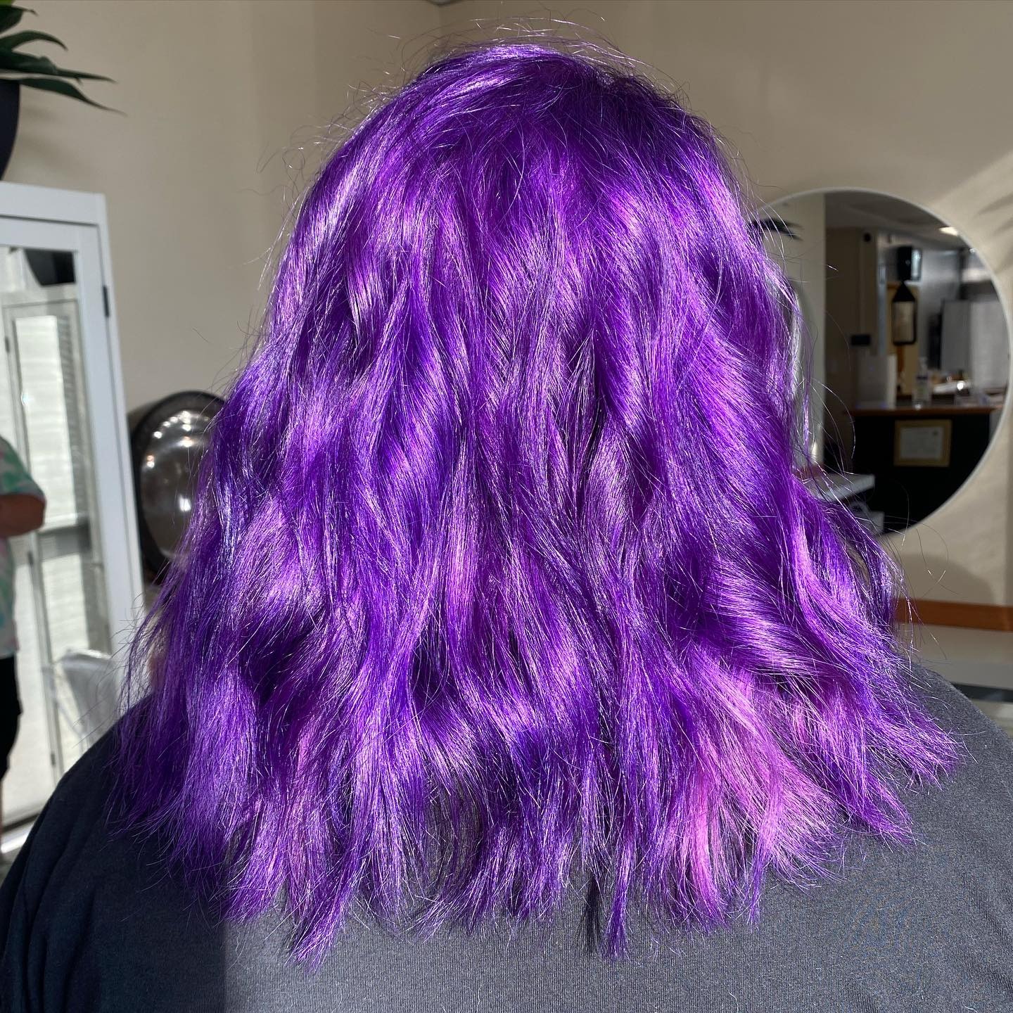 2. Electric Violet Textured Lob - Purple Hair Color