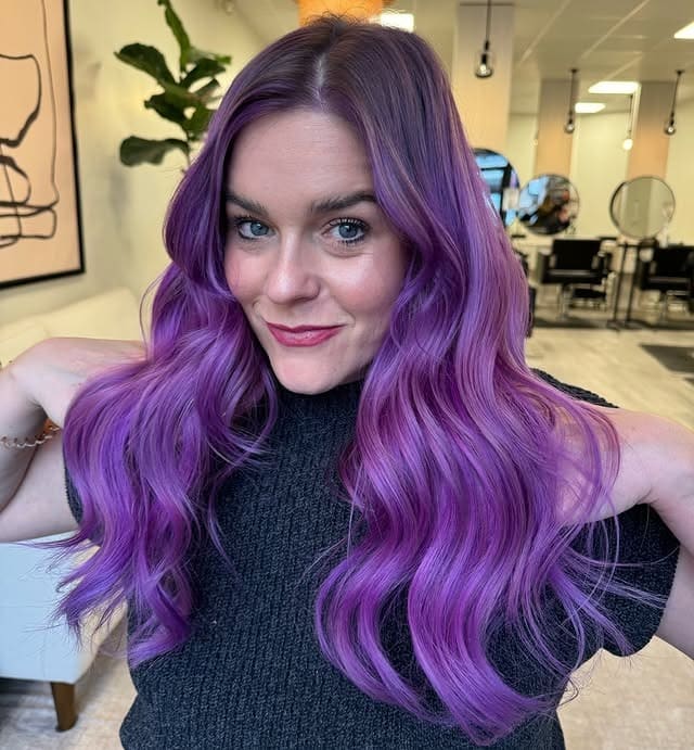 13. Lavender Orchid Long Waves - Purple Hair Color