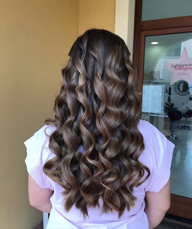 13. Dimensional Mocha Ribbon Waves - Long Wave Hairstyles