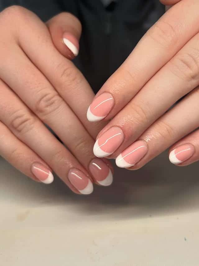 1. Soft Pink Micro French Almond - formal nail ideas