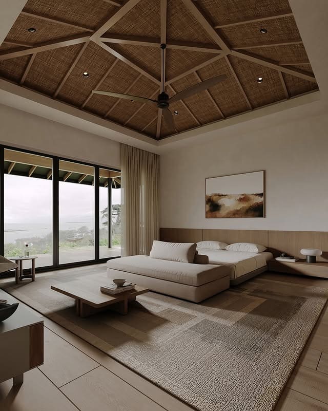 15. Coastal Canopy Bedroom in Natural Wood and Sand - tropical bedroom ideas