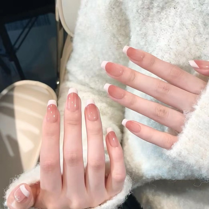 10. Classic Soft Pink French Coffin Nails - french coffin nail ideas