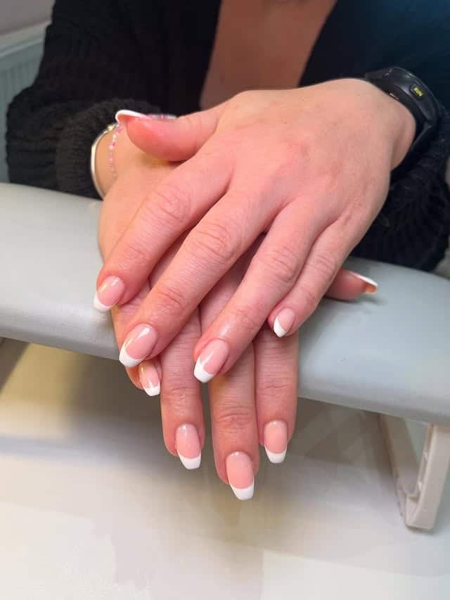12. Classic White French Coffin Nails - french coffin nail ideas
