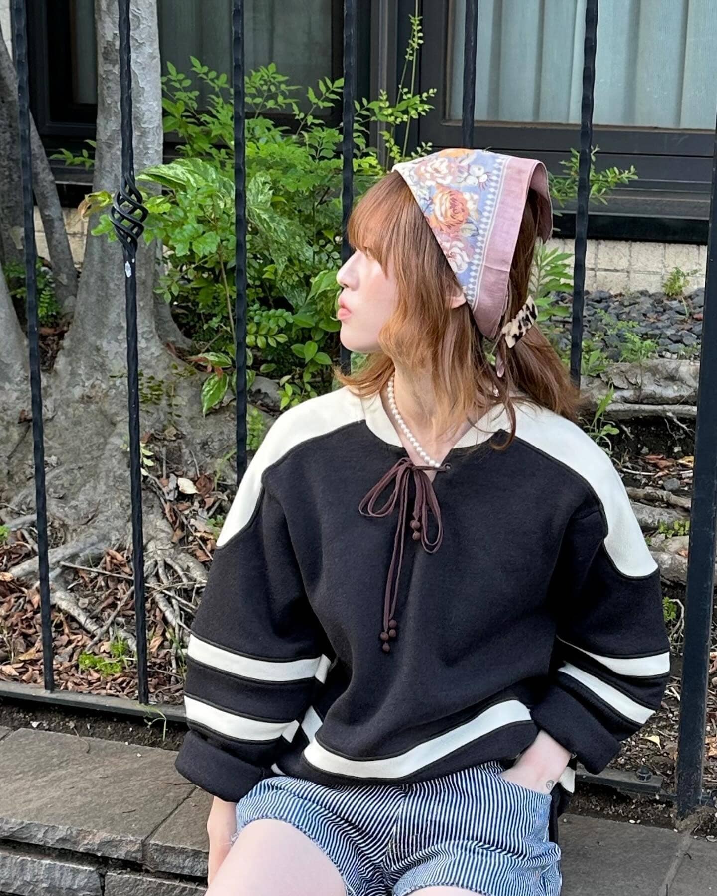 15. Light Auburn Layers with Vintage Floral Scarf - Bandana Hairstyles