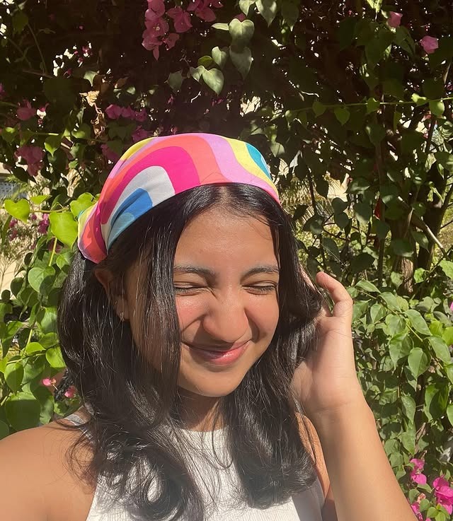 21. Long Chocolate Brown Waves with Monochrome Scarf Tie - Bandana Hairstyles