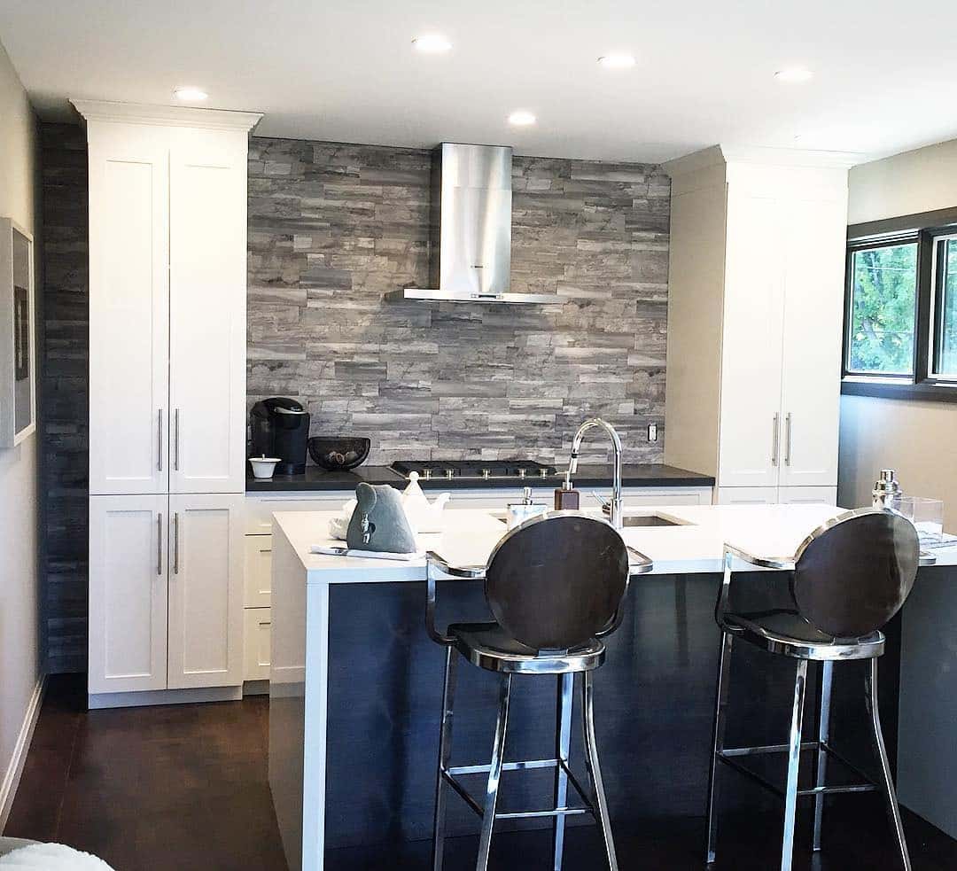 20. Modern Contrast Garage Kitchen in White and Charcoal - garage kitchen ideas