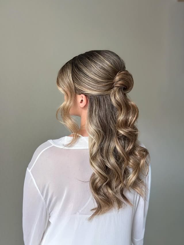 13. Half-Up Rolled Detail with Cool Beige Blonde - Bridesmaid Hairstyles