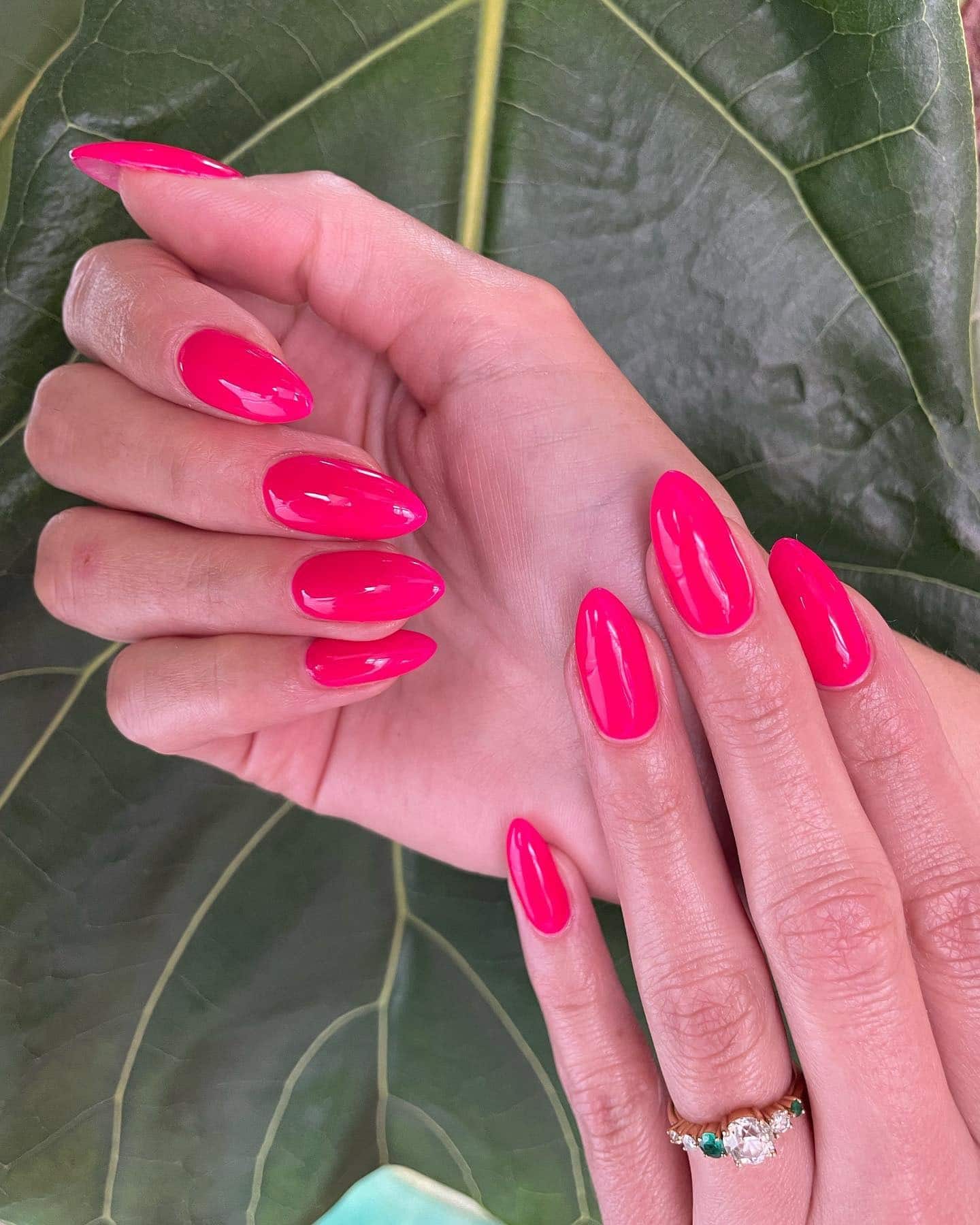 4. Vibrant Hot Pink Almond Nails with High Shine Finish - hot pink almond nail ideas