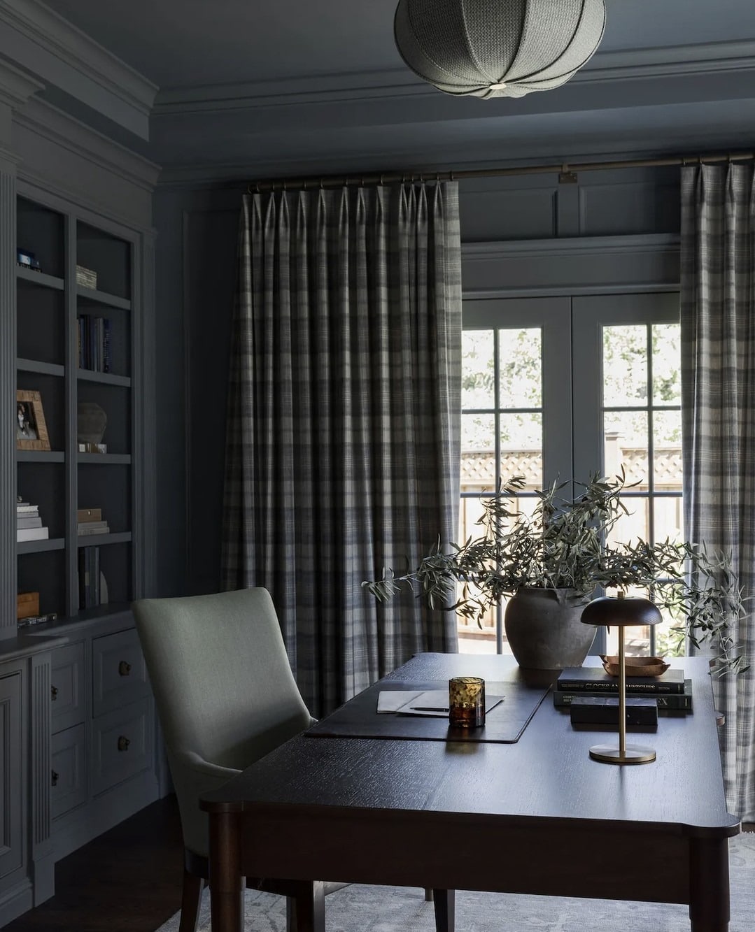 5. Slate Blue & Olive Heritage Office - earth tones office ideas