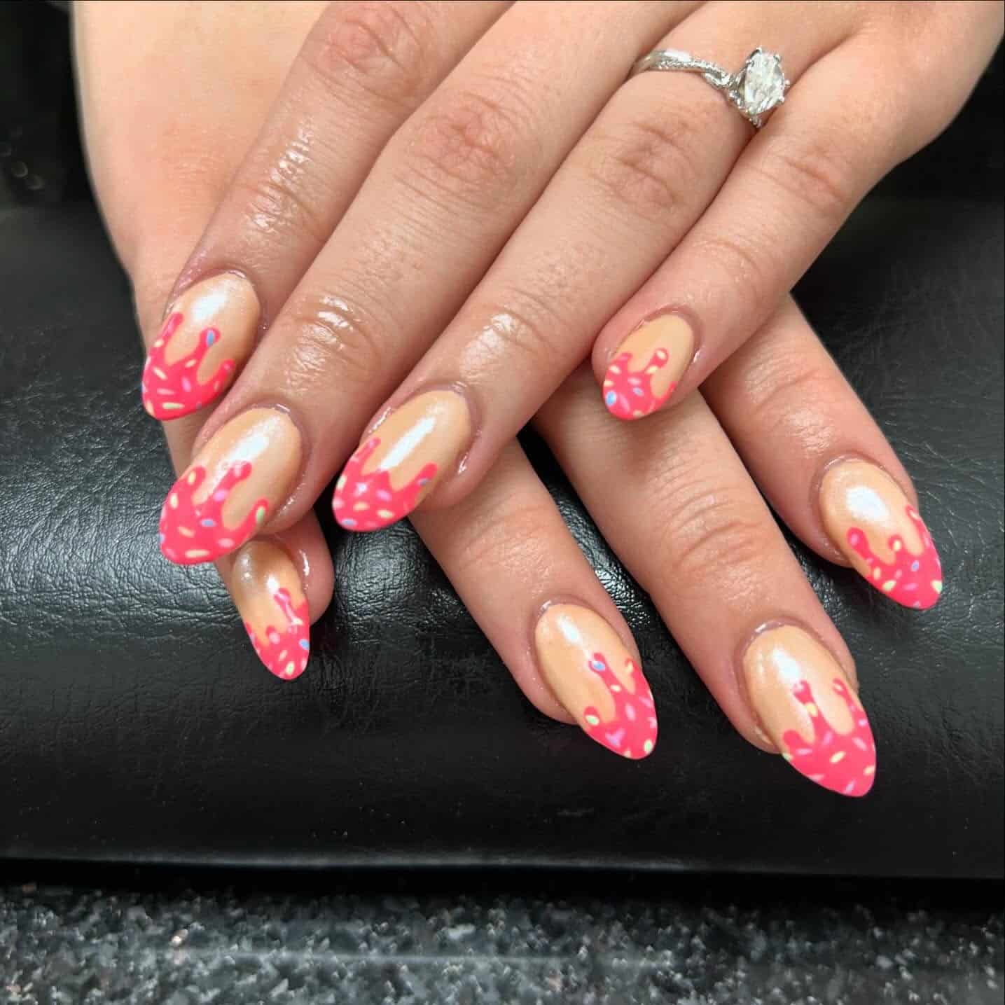 10. Mixed Pastel Ice Cream Art Coffin Nails - ice cream nail ideas