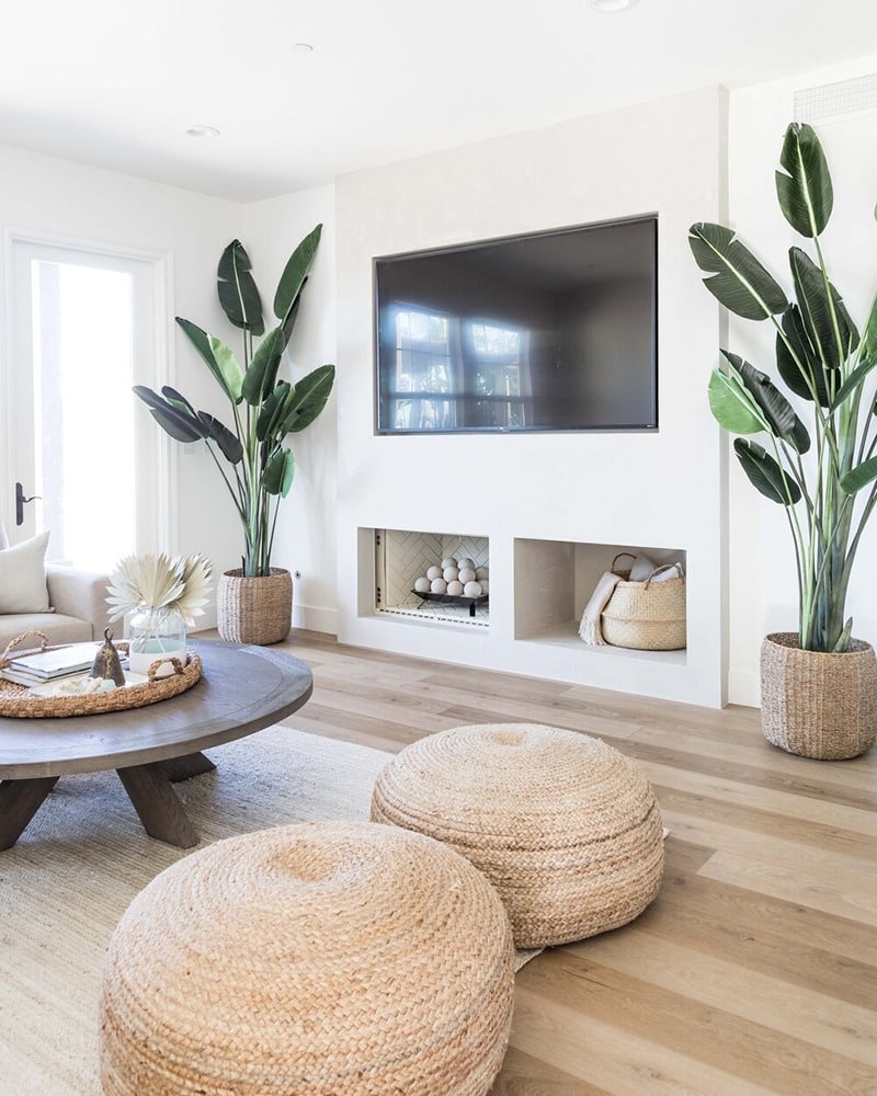 6. Minimal Boho Living Room with Natural Wood and Greenery - boho living room ideas