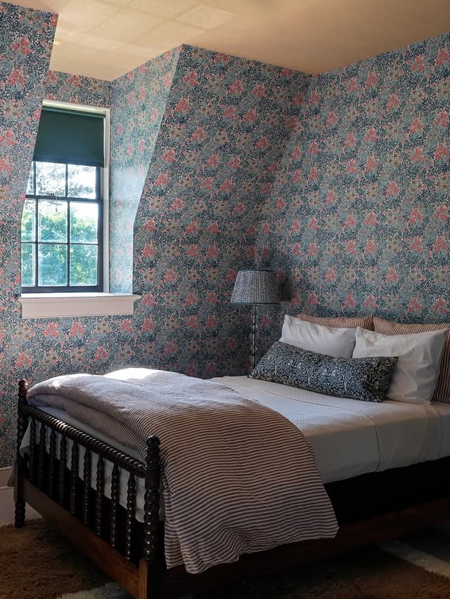 11. Teal & Coral Botanical Sunroom Bedroom - sunroom bedroom ideas