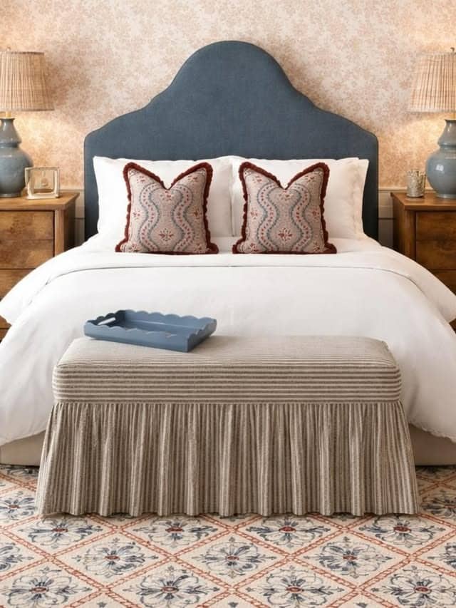 12. Dusty Blue & Cream Classic Upholstered Retreat - sunroom bedroom ideas