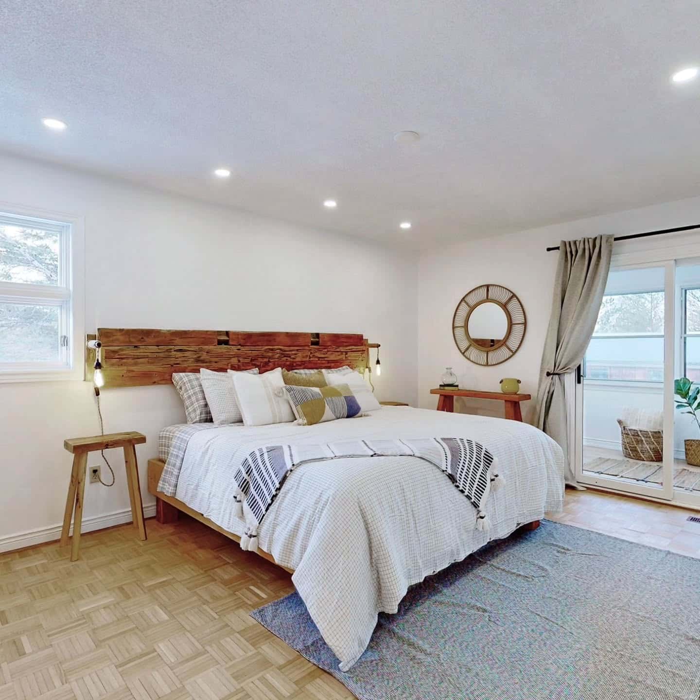 15. Rustic Cedar & Soft White Modern Farmhouse - sunroom bedroom ideas