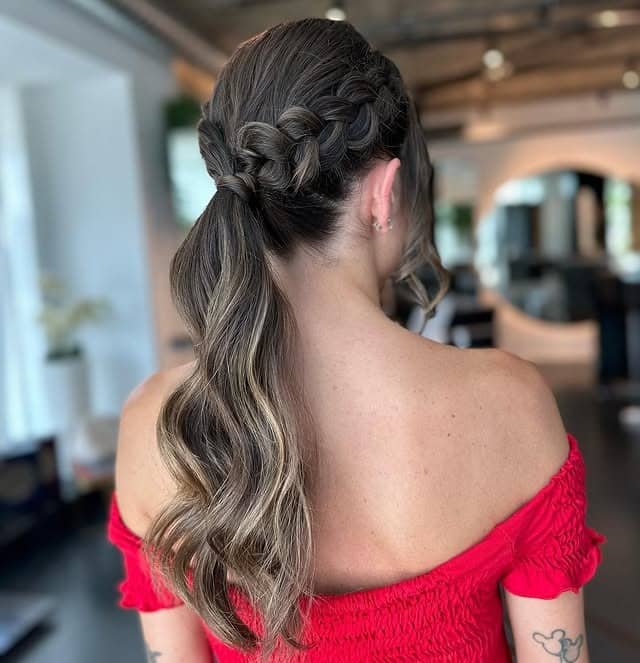 7. Brunette Half-Up Braid with Loose Waves - Birthday Hairstyles