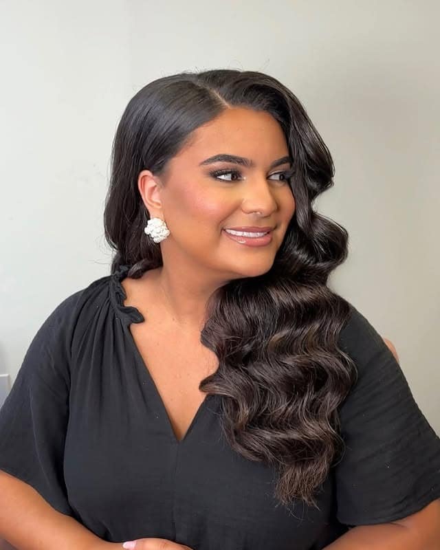 9. Deep Brunette Hollywood Side Waves - Birthday Hairstyles