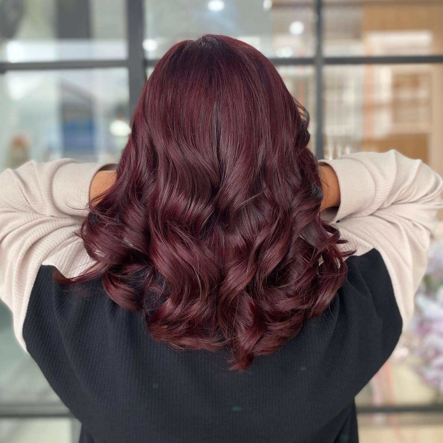 12. Deep Cherry Brown with Structured Curl Finish - Cherry Brown Hair Color