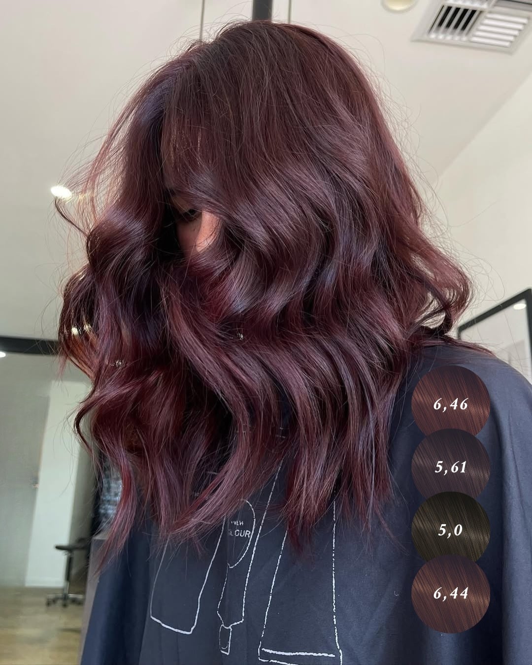 15. Textured Cherry Brown Lob with Layered Movement - Cherry Brown Hair Color
