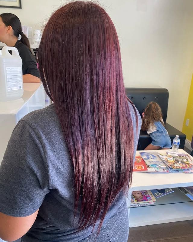 16. Sleek Cherry Mahogany Brown with Straight Finish - Cherry Brown Hair Color