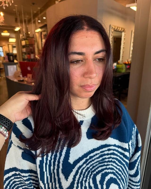 19. Shoulder-Length Cherry Espresso Brown with Soft Layers - Cherry Brown Hair Color