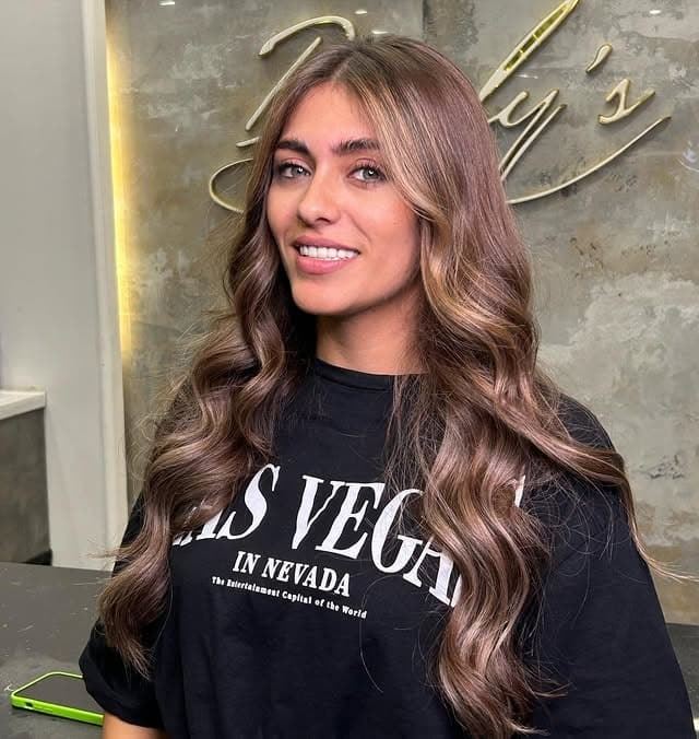 7. Glossy Cocoa Brown Dimensional Waves - Blonde Brown Hair Color