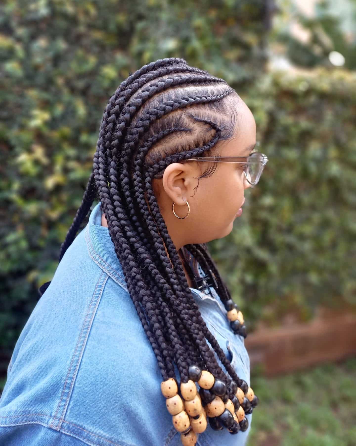 6. Classic Straight Back Cornrows with Wooden Beads - Cornrow Hairstyles