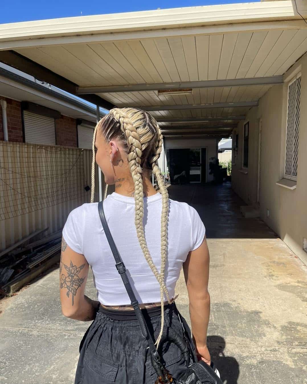 9. Double Dutch Cornrows with Platinum Blonde Length - Cornrow Hairstyles