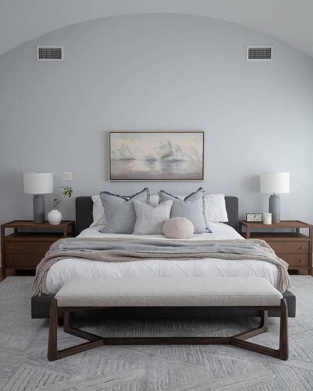 8. Minimal Neutral Bedroom with Arched Ceiling Detail - serene bedroom ideas