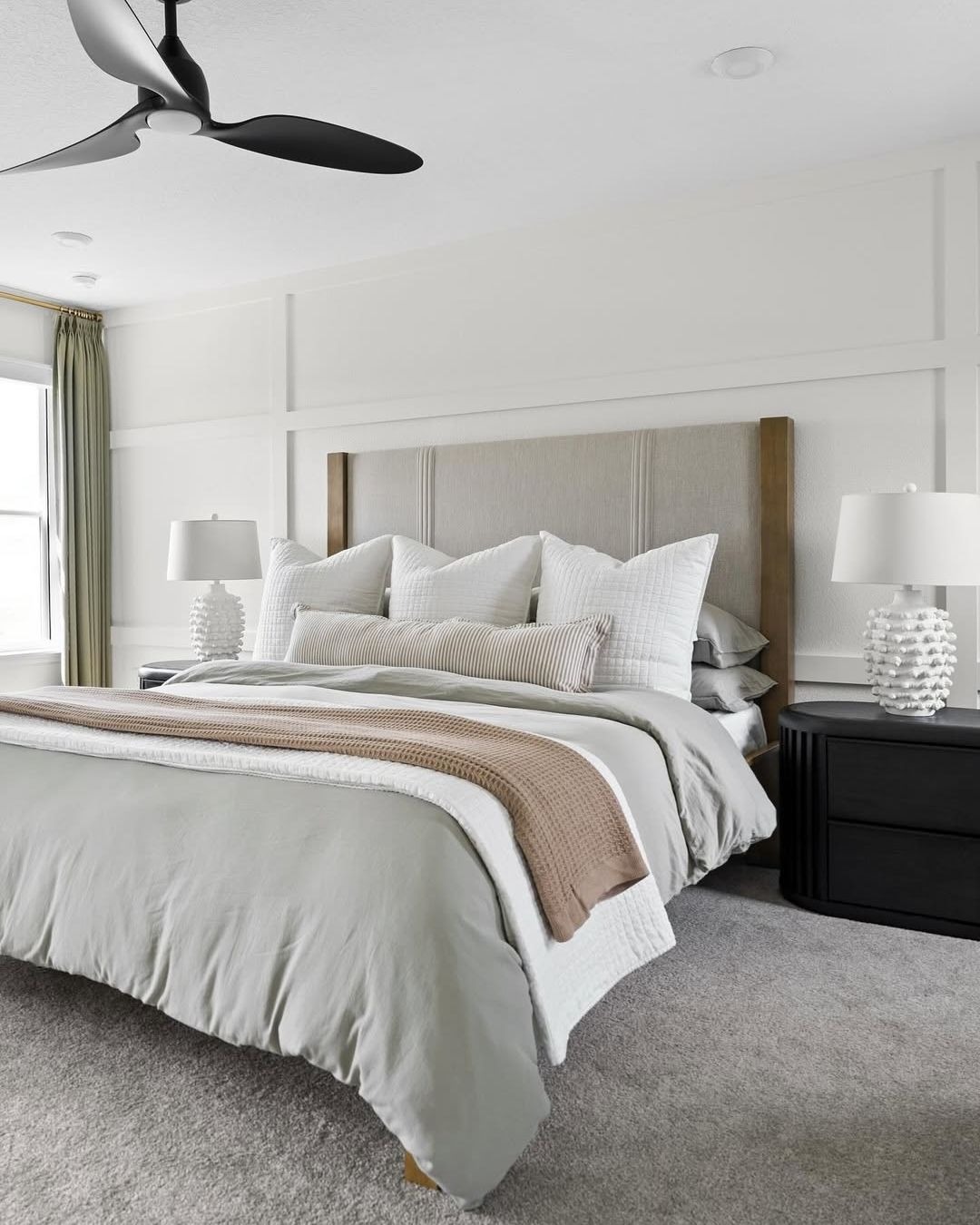 9. Bright White Bedroom with Textured Bedding Layers - serene bedroom ideas