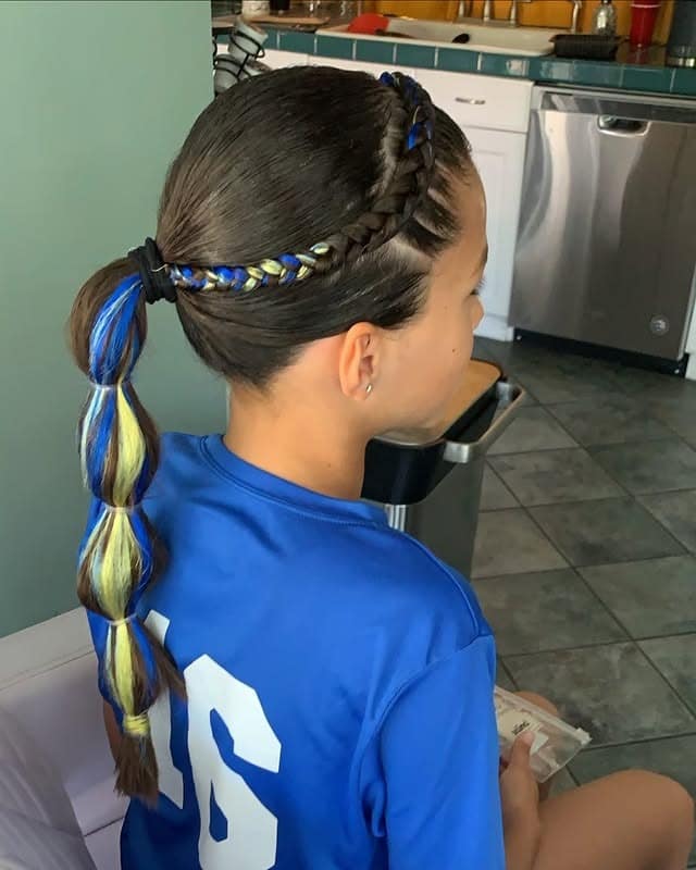20. Classic Double Dutch Braids into Bubble Ponytails - Softball Hairstyles
