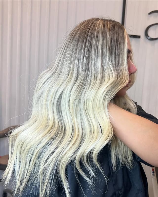 5. Icy Blonde Root Melt with Beach Waves - Light Hair Color