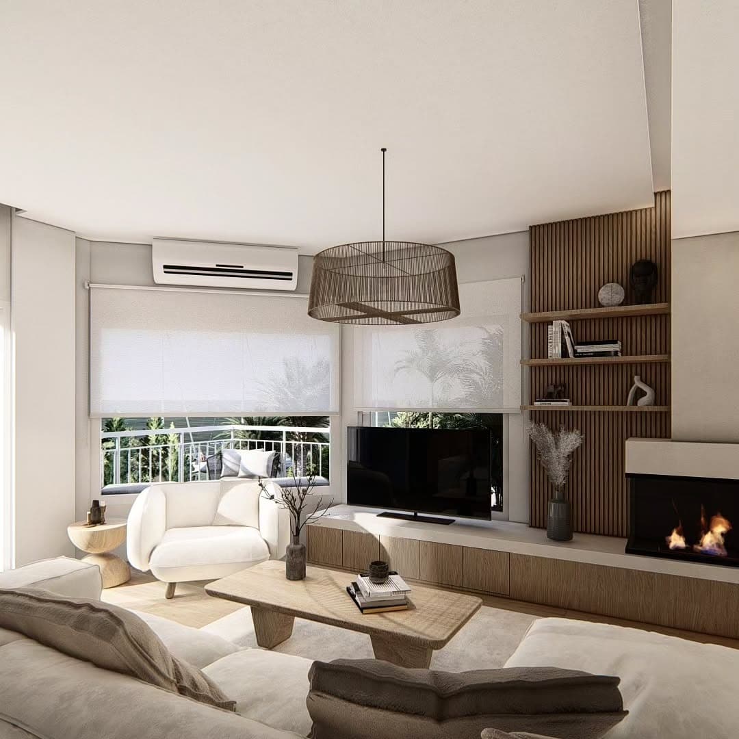 2. Soft Beige Modern Living Room with Natural Wood Accents - earth tones living room ideas