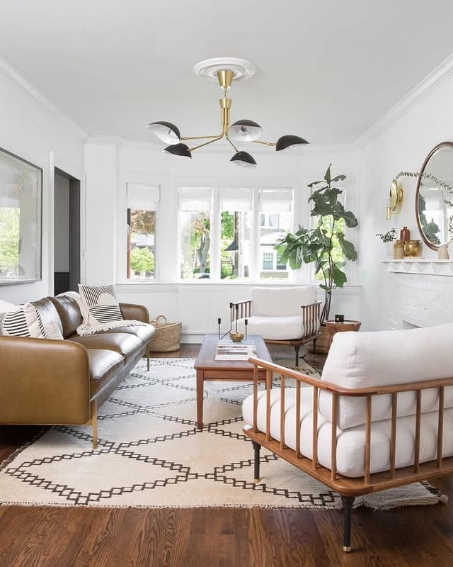 8. Mid-Century Inspired Living Room with Warm Walnut and Cream - earth tones living room ideas