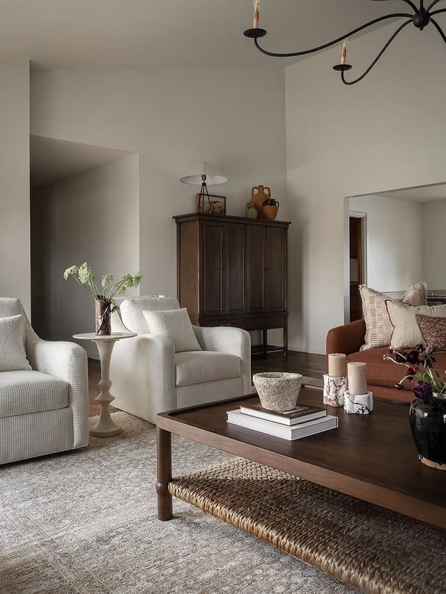 21. Cream and Walnut Living Room with Classic Earth Tone Styling - earth tones living room ideas