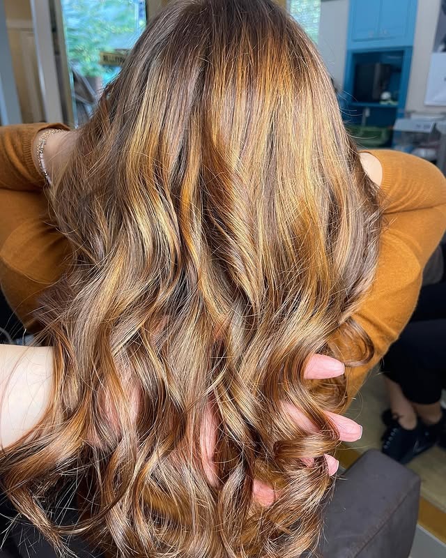 11. Honey Caramel Balayage with Loose Waves - Autumn Hair Colors
