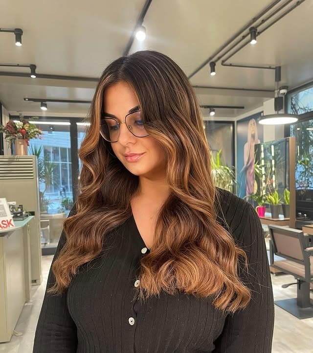 12. Soft Mocha Brown Waves with Caramel Ends - Autumn Hair Colors