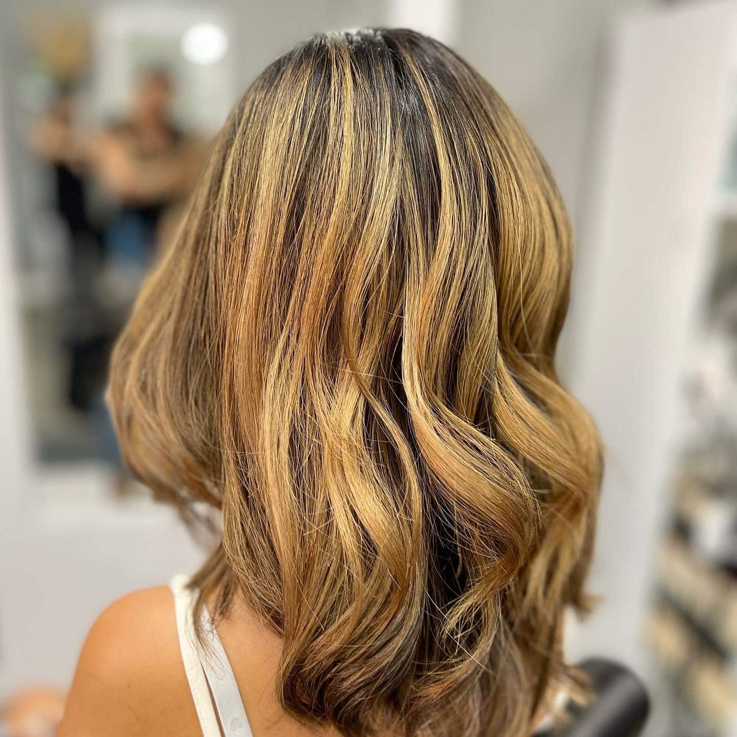 13. Golden Bronde Layered Waves - Autumn Hair Colors