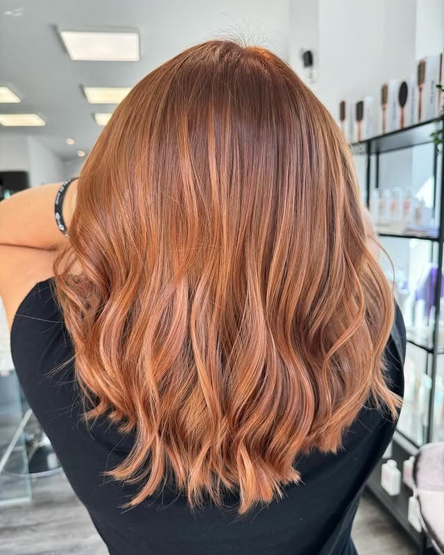 14. Rose Copper Textured Lob - Autumn Hair Colors