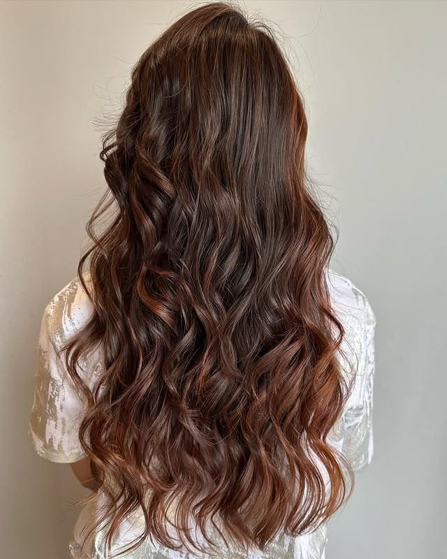 20. Chocolate Brown Waves with Auburn Dimension - Autumn Hair Colors