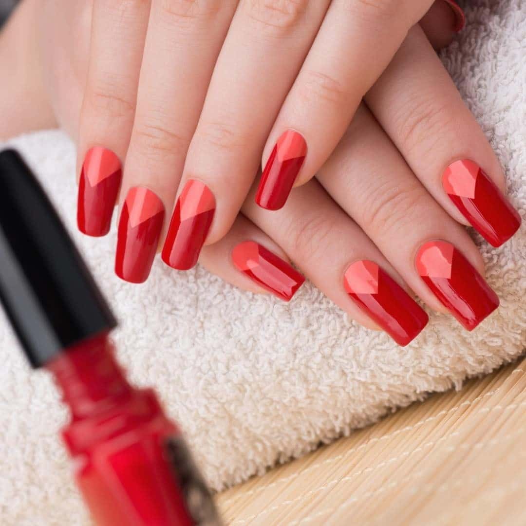 9. Classic Red Gloss Square Nails - nail ideas for vacation