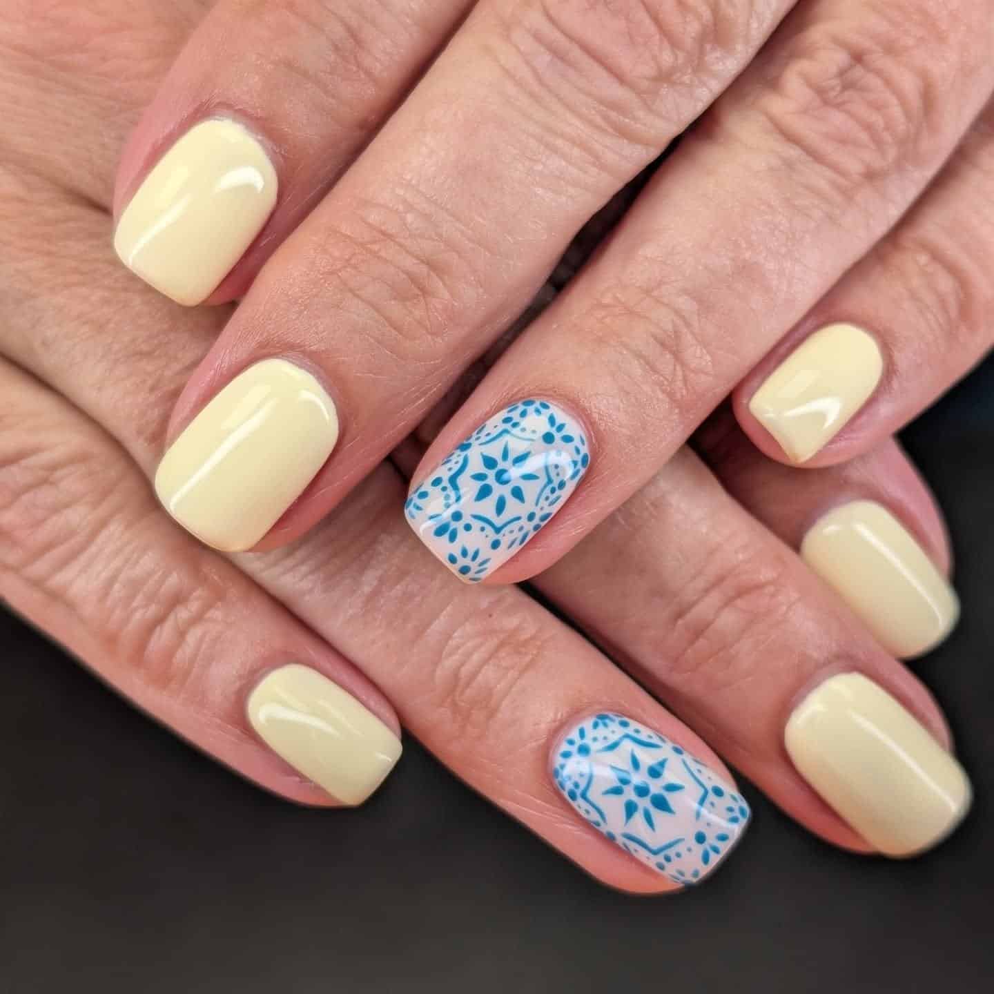 9. Abstract Almond Nails with Black Dots, Lines, and Pastel Color Blocking - nail ideas with lines and dots