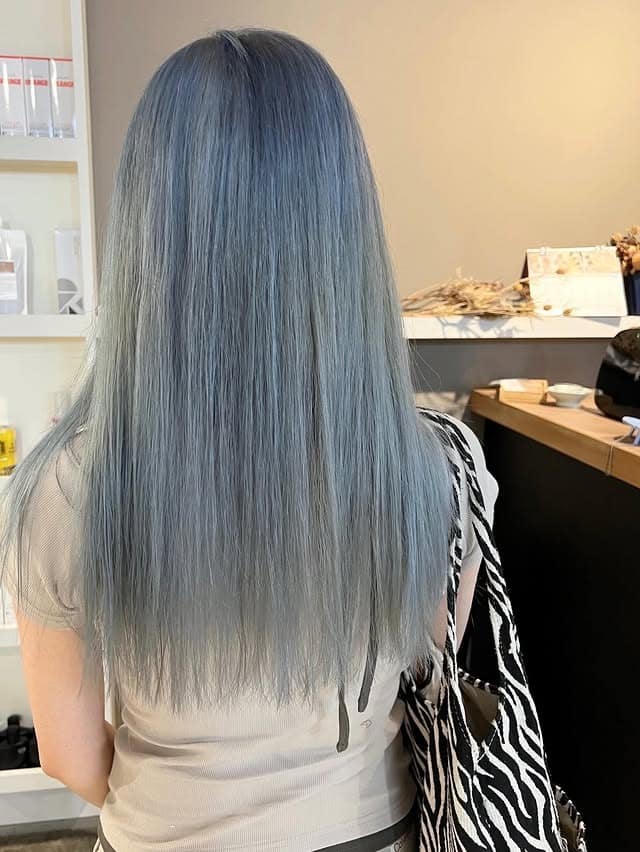 5. Cool Ash Blue Straight Length - Light Blue Hair Color