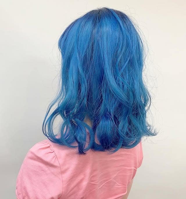 6. Electric Ocean Blue Medium Waves - Light Blue Hair Color