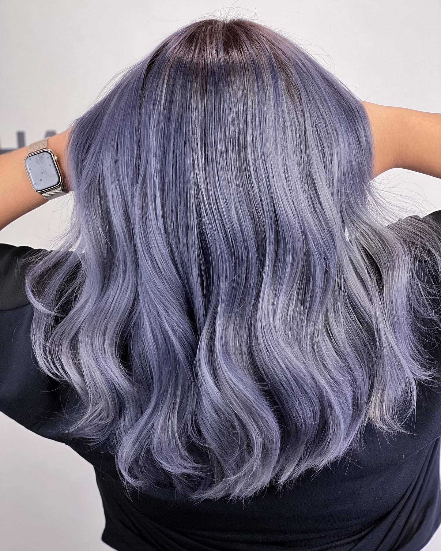 14. Smoky Lavender Blue Soft Waves - Light Blue Hair Color