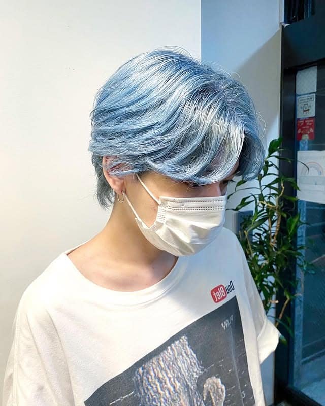 19. Ice Blue Textured Short Shag - Light Blue Hair Color
