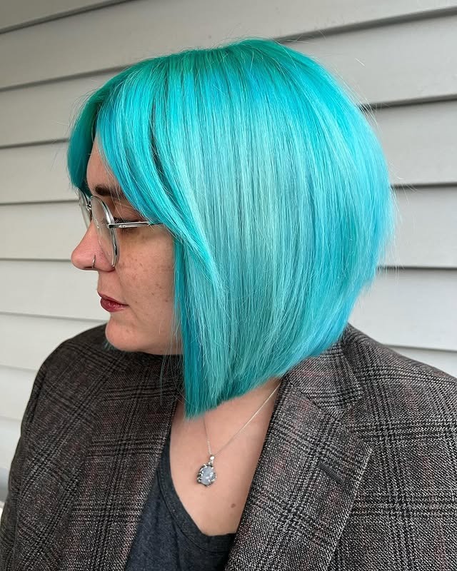 20. Turquoise Blue Classic Bob - Light Blue Hair Color