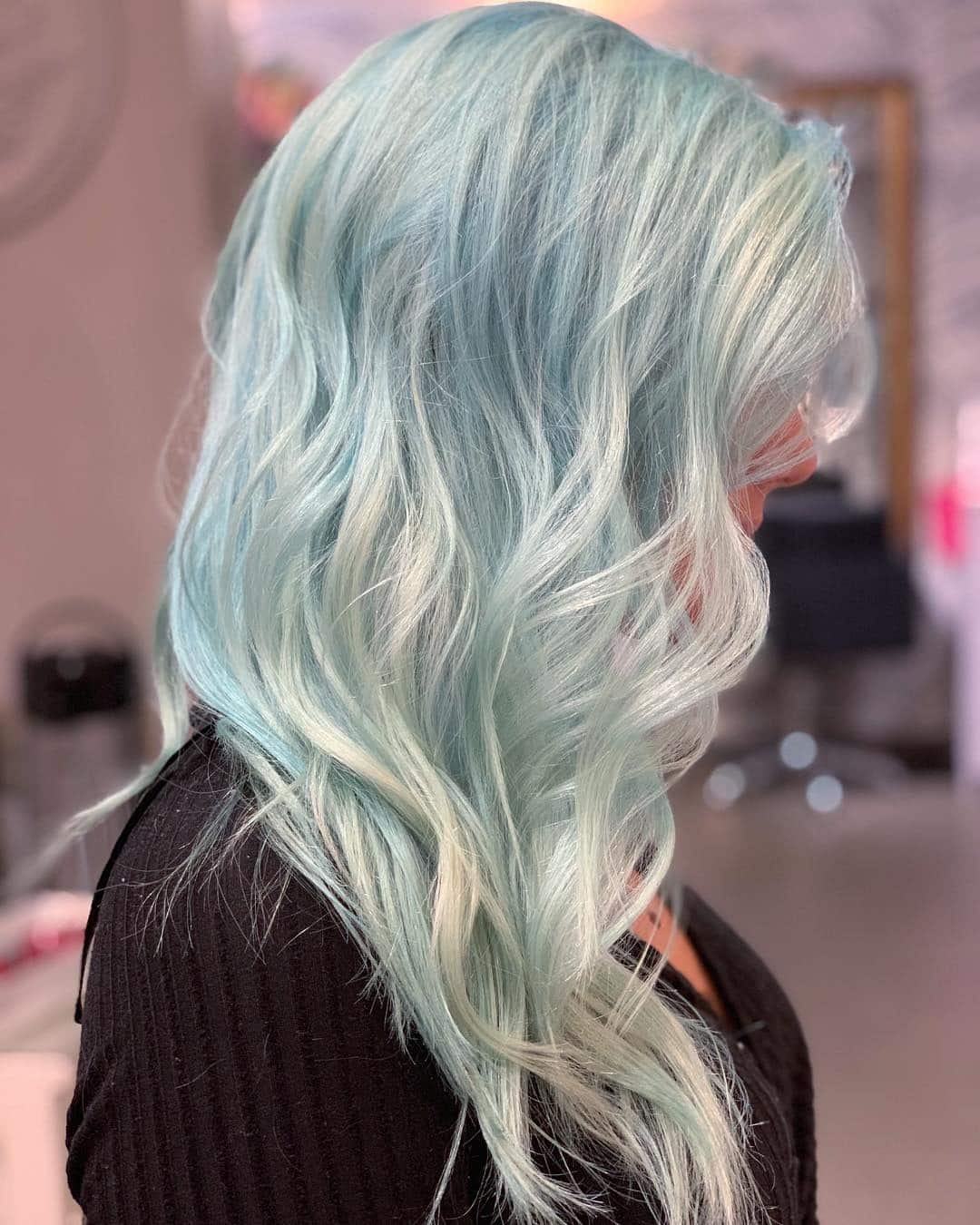 22. Frosted Mint Blue Soft Waves - Light Blue Hair Color
