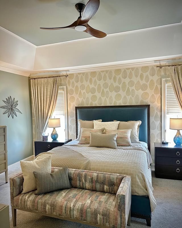 2. Classic Earth Tone Bedroom with Taupe, Cream, and Soft Blue Accents - earth tones bedroom ideas