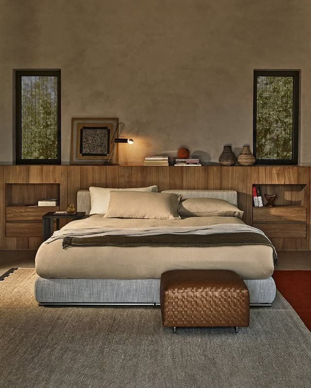 4. Warm Wood Earth Tone Bedroom with Walnut and Sand Elements - earth tones bedroom ideas