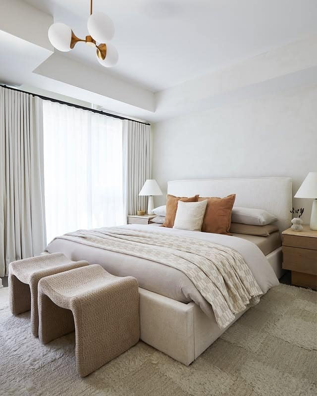 5. Light Neutral Earth Tone Bedroom with Cream and Caramel Accents - earth tones bedroom ideas